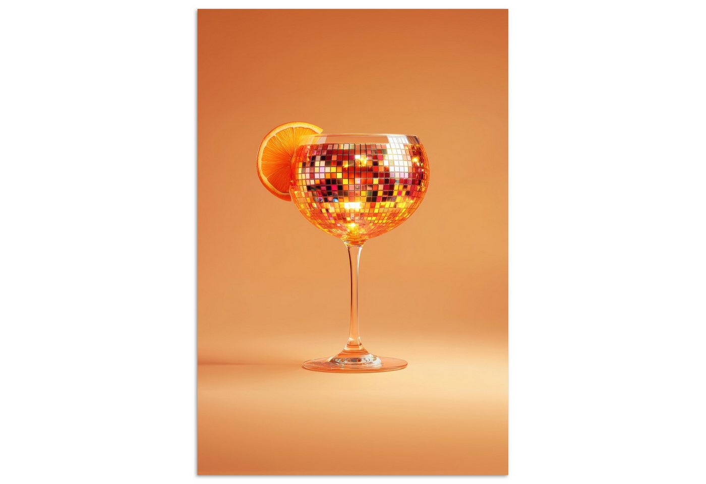 MuchoWow Poster Getränk - Orange - Glitzer - Disco, (1 St), Poster ohne Rahmen, Wandbild, Wandposter, 20x30 cm von MuchoWow