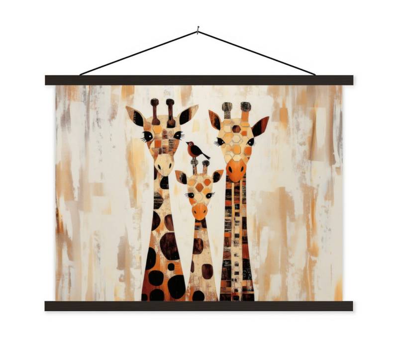 MuchoWow Poster Giraffen - Cartoon - Creme, (1 St), Magnetische Posterleiste, Holzleisten, Textilposter, 40x30 cm von MuchoWow
