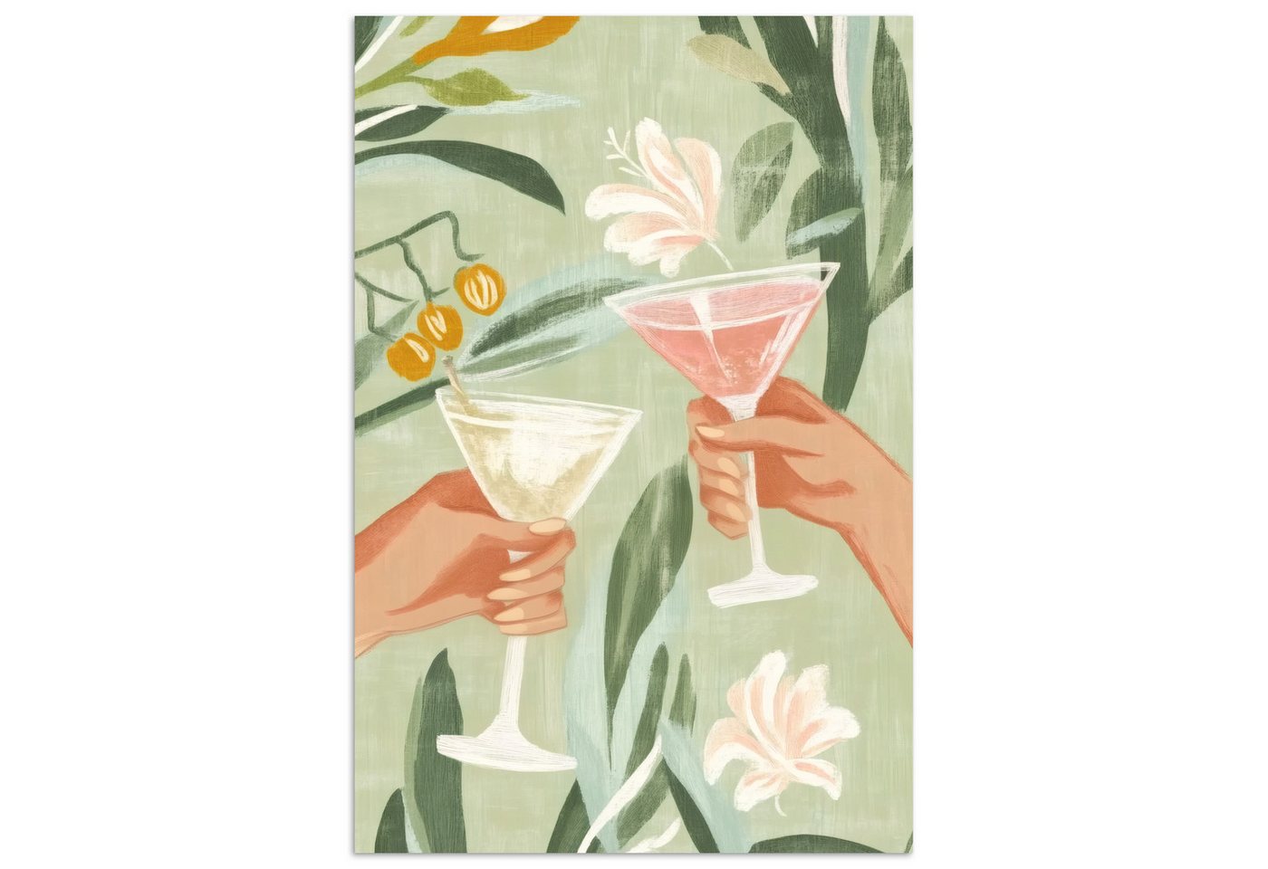 MuchoWow Poster Gläser - Cheers - Grün, (1 St), Poster ohne Rahmen, Wandbild, Wandposter, 30x20 cm von MuchoWow