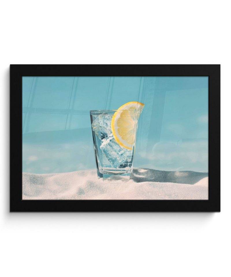 MuchoWow Poster Glas - Eiswürfel - Zitrone, (1 St), Wandbilder, Deko Wohnzimmer Schlafzimmer, 30x20 cm von MuchoWow
