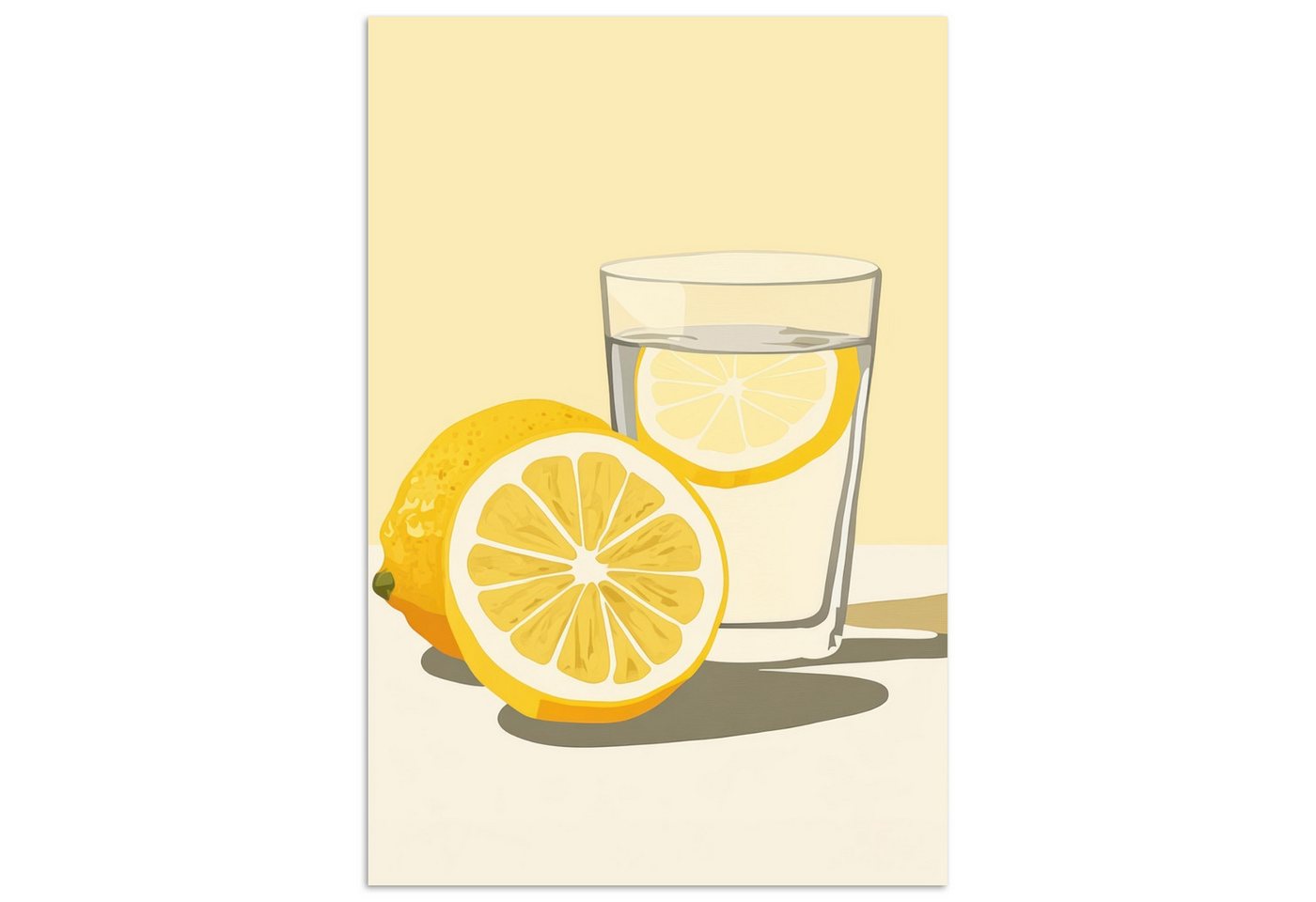 MuchoWow Poster Glas - Zitronenscheiben - Gelb, (1 St), Poster ohne Rahmen, Wandbild, Wandposter, 20x30 cm von MuchoWow