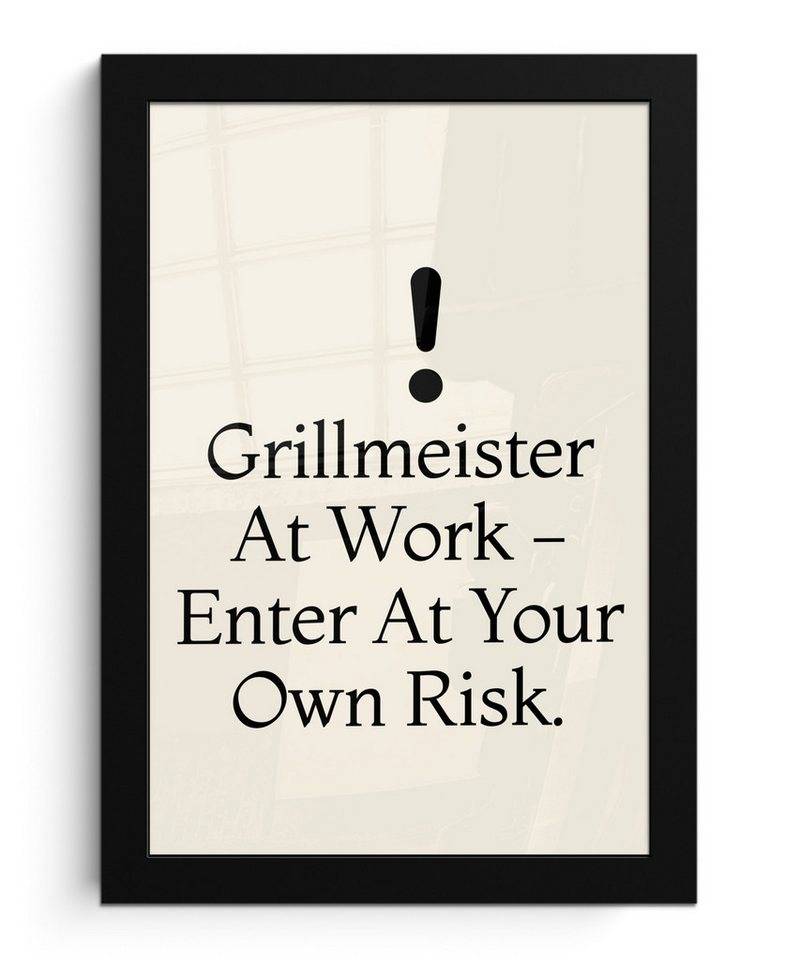 MuchoWow Poster Grill - Ausrufezeichen - Schwarz - Text, (1 St), Bilderrahmen, Zimmer Deko, Bild für Wohnzimmer, 20x30 cm von MuchoWow