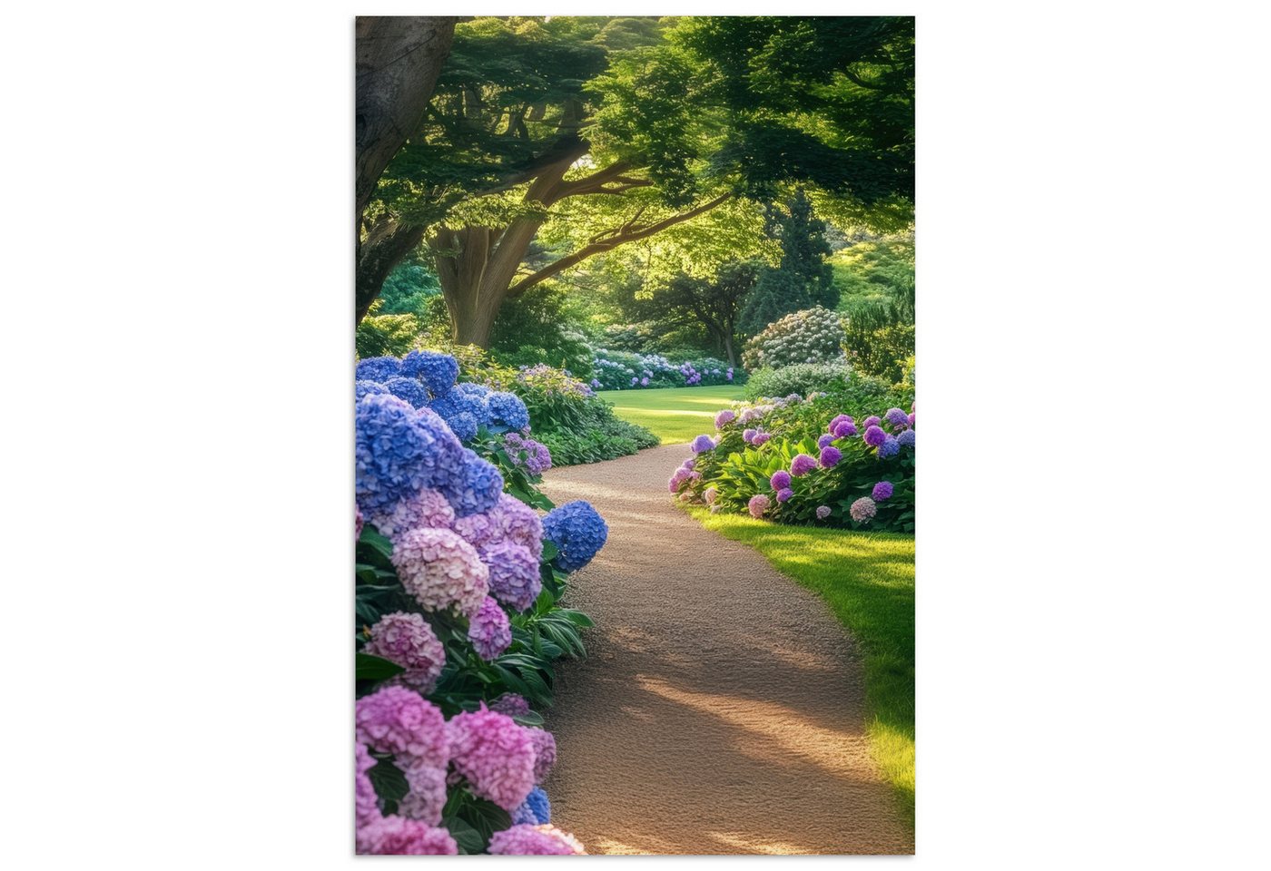 MuchoWow Poster Hortensienpark - Weg, (1 St), Poster ohne Rahmen, Wandbild, Wandposter, 20x30 cm von MuchoWow