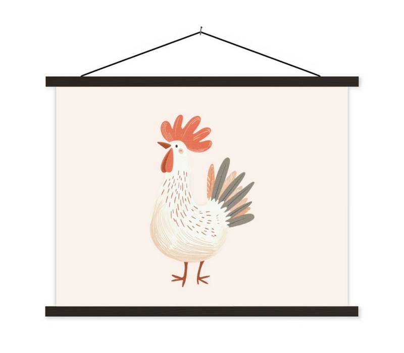 MuchoWow Poster Huhn - Bauernhof - Tiere, (1 St), Magnetische Posterleiste, Holzleisten, Textilposter, 40x30 cm von MuchoWow