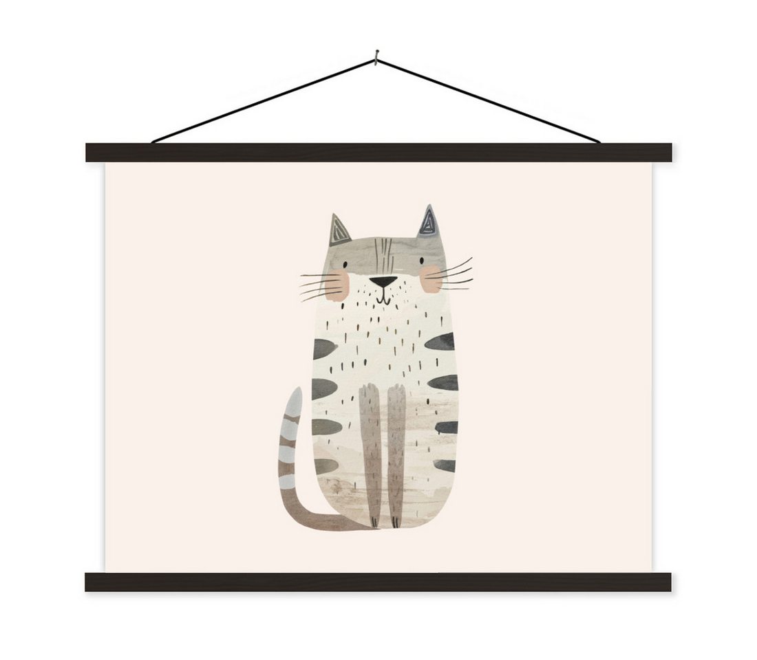 MuchoWow Poster Katze - Tiere - Beige, (1 St), Magnetische Posterleiste, Holzleisten, Textilposter, 40x30 cm von MuchoWow