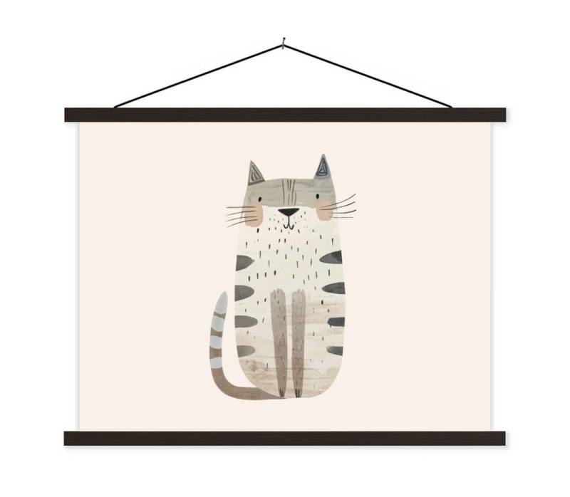 MuchoWow Poster Katze - Tiere - Beige, (1 St), Magnetische Posterleiste, Holzleisten, Textilposter, 40x30 cm von MuchoWow