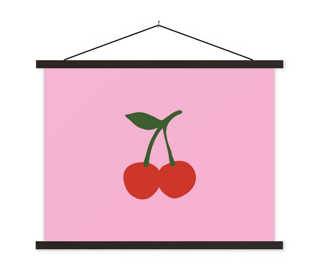 MuchoWow Poster Kirschen - Rosa - Illustration, (1 St), Magnetische Posterleiste, Holzleisten, Textilposter, 40x30 cm von MuchoWow