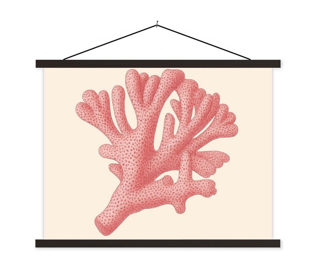 MuchoWow Poster Koralle - Tupfen - Rosa, (1 St), Magnetische Posterleiste, Holzleisten, Textilposter, 40x30 cm von MuchoWow