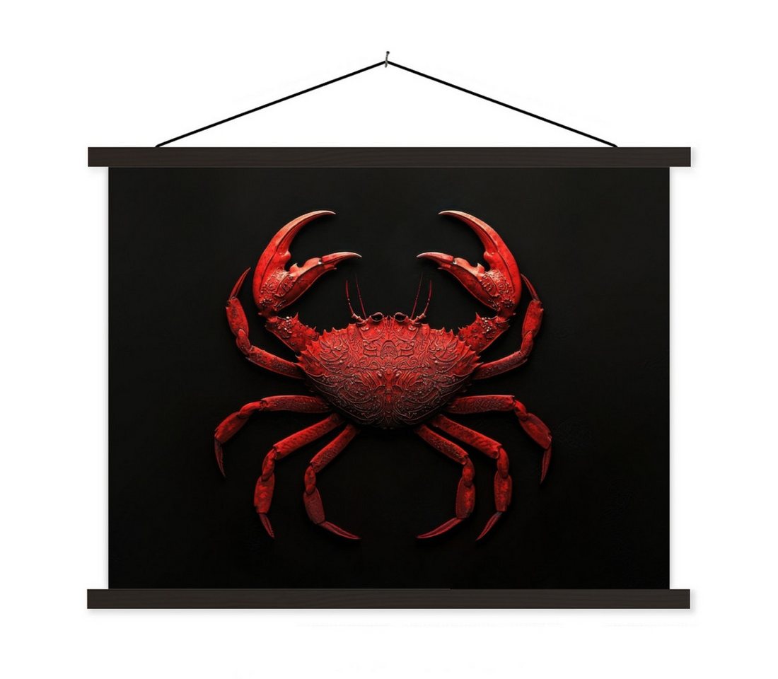 MuchoWow Poster Krabbe - Rot - Fisch - Krustentiere, (1 St), Magnetische Posterleiste, Holzleisten, Textilposter, 40x30 cm von MuchoWow
