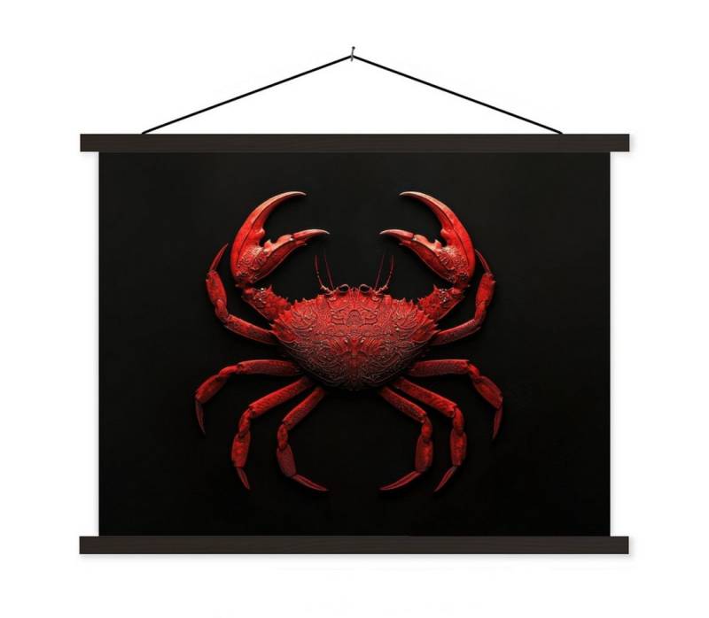 MuchoWow Poster Krabbe - Rot - Fisch - Krustentiere, (1 St), Magnetische Posterleiste, Holzleisten, Textilposter, 40x30 cm von MuchoWow