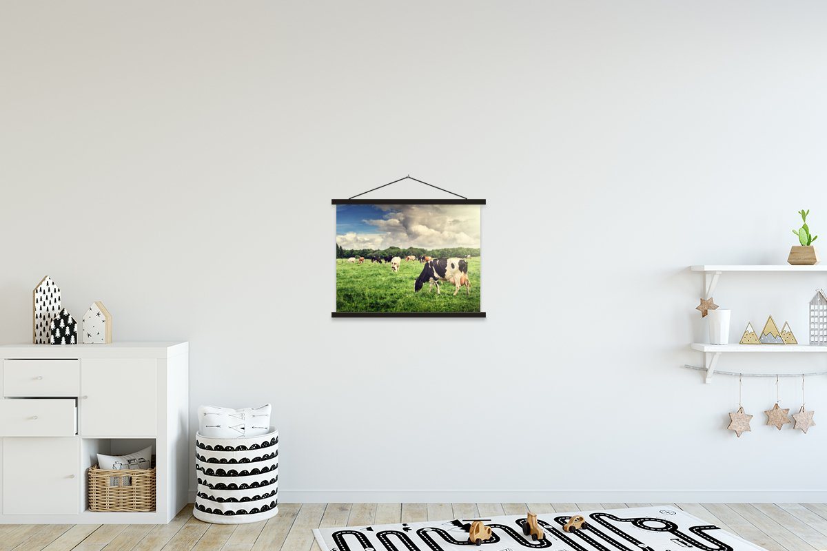 MuchoWow Poster Kühe - Weide - Natur - Tiere - Landschaft, (1 St), Magnetische Posterleiste, Holzleisten, Textilposter, 40x30 cm von MuchoWow