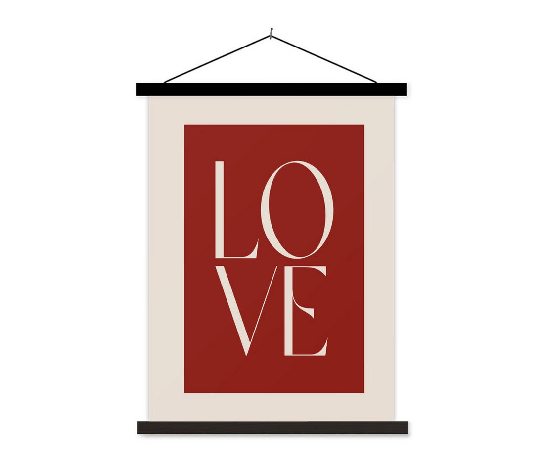 MuchoWow Poster Liebe - Rot - Minimalistisch, (1 St), Magnetische Posterleiste, Holzleisten, Textilposter, 40x53 cm von MuchoWow