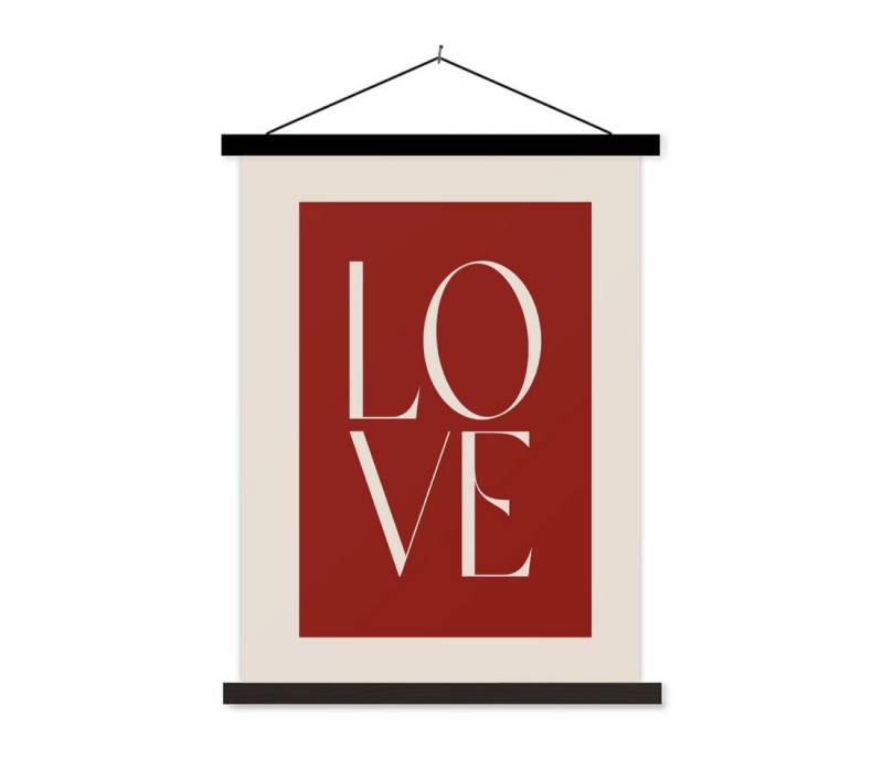 MuchoWow Poster Liebe - Rot - Minimalistisch, (1 St), Magnetische Posterleiste, Holzleisten, Textilposter, 40x53 cm von MuchoWow