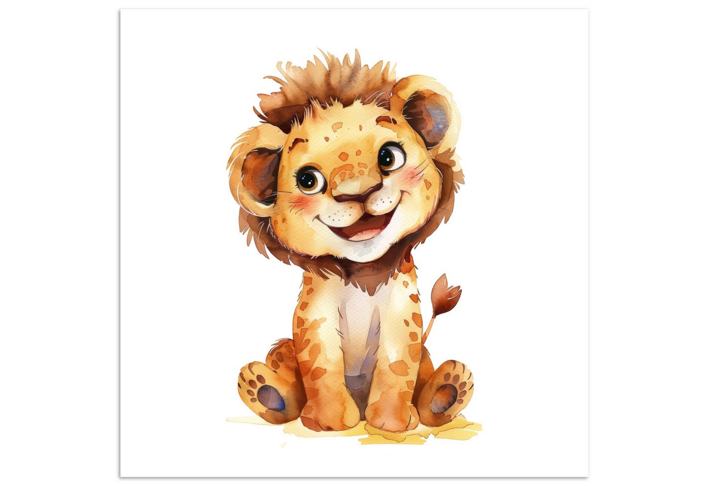 MuchoWow Poster Löwe - Tierbaby, (1 St), Poster ohne Rahmen, Wandbild, Wandposter, 30x30 cm von MuchoWow