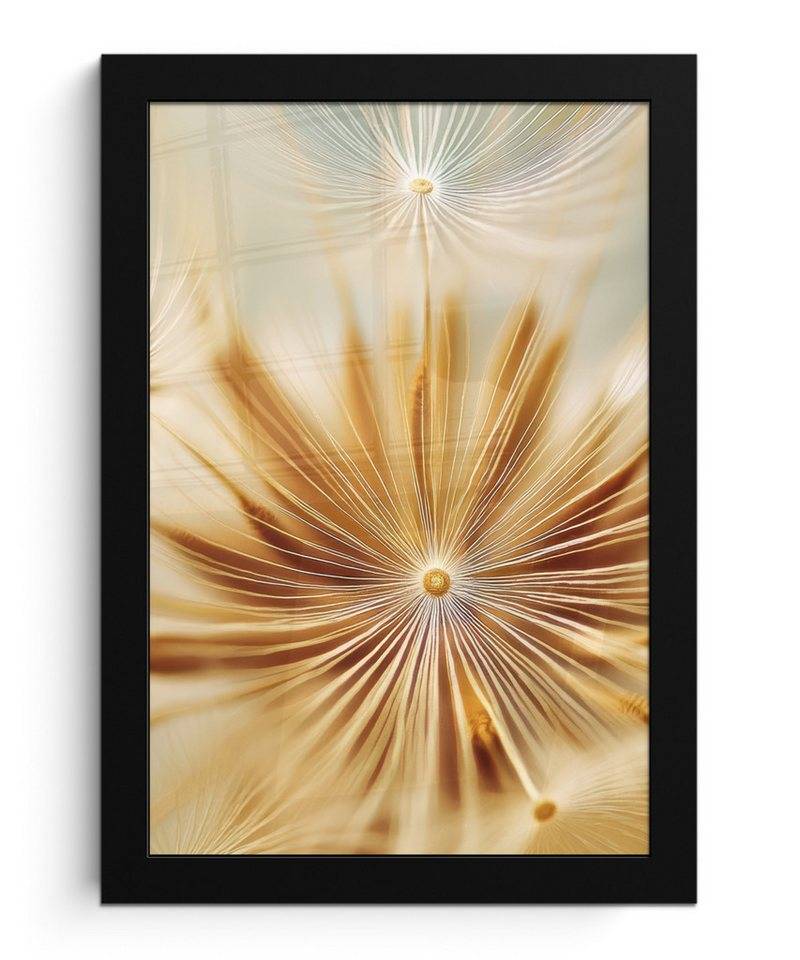 MuchoWow Poster Löwenzahn - Beige - Abstrakt - Modern - Natur, (1 St), Bilderrahmen, Zimmer Deko, Bild für Wohnzimmer, 20x30 cm von MuchoWow