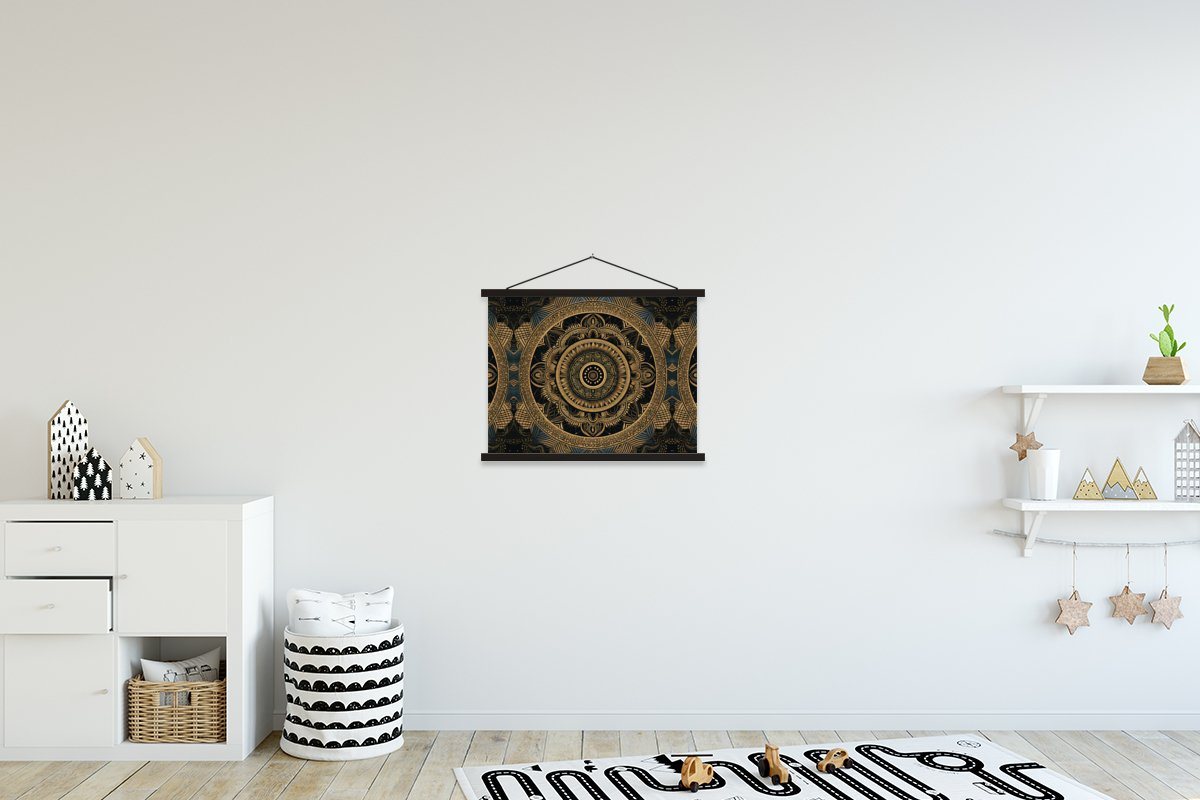 MuchoWow Poster Mandala - Gold - Bohème - Luxus, (1 St), Magnetische Posterleiste, Holzleisten, Textilposter, 40x30 cm von MuchoWow