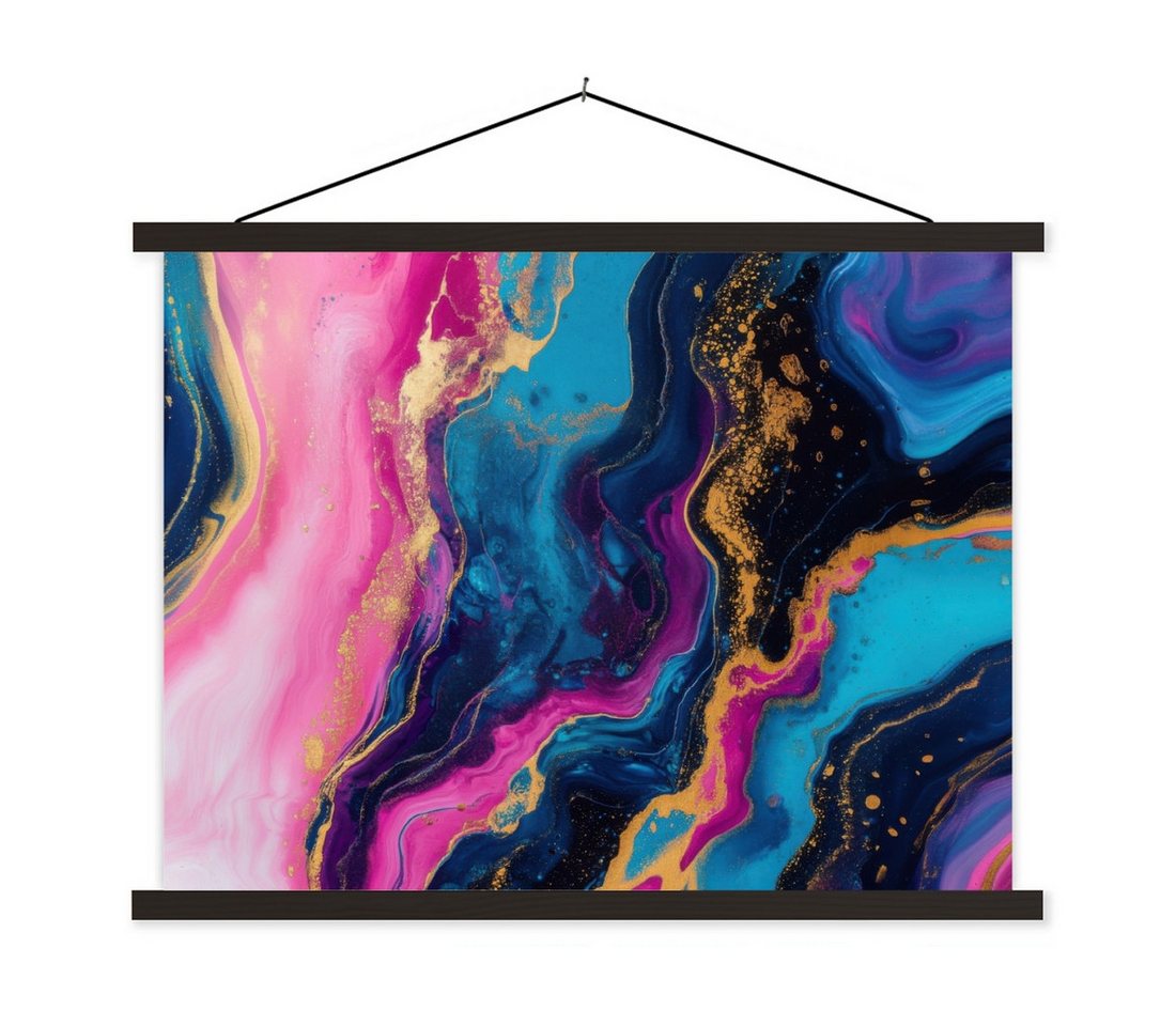 MuchoWow Poster Marmor - Modern - Gold, (1 St), Magnetische Posterleiste, Holzleisten, Textilposter, 40x30 cm von MuchoWow