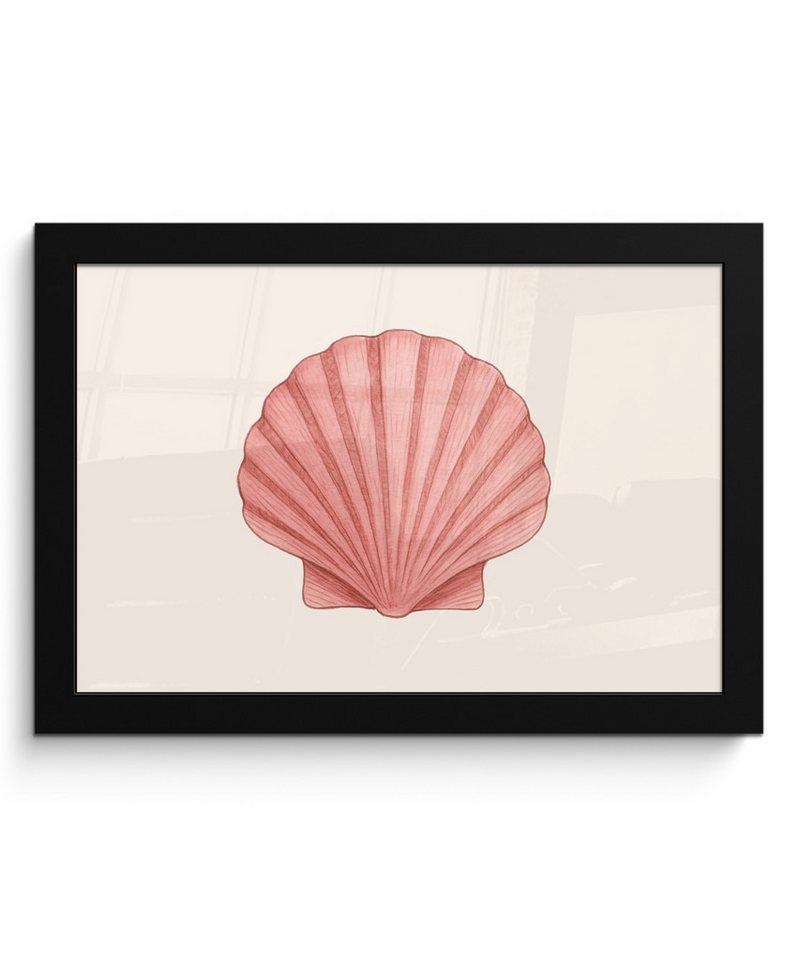 MuchoWow Poster Muschel - Rosa - Gerippt, (1 St), Wandbilder, Deko Wohnzimmer Schlafzimmer, 30x20 cm von MuchoWow