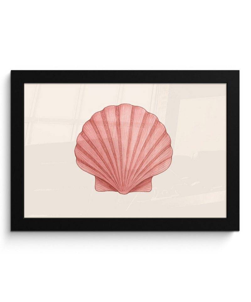 MuchoWow Poster Muschel - Rosa - Gerippt, (1 St), Wandbilder, Deko Wohnzimmer Schlafzimmer, 30x20 cm von MuchoWow