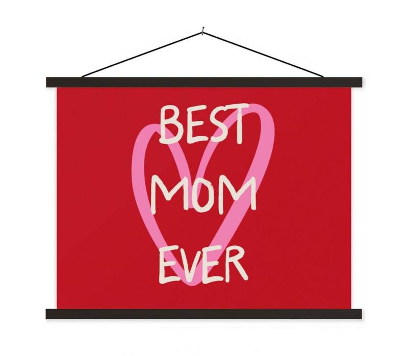 MuchoWow Poster Mutter - Zitat - Herz - Rot, (1 St), Magnetische Posterleiste, Holzleisten, Textilposter, 40x30 cm von MuchoWow