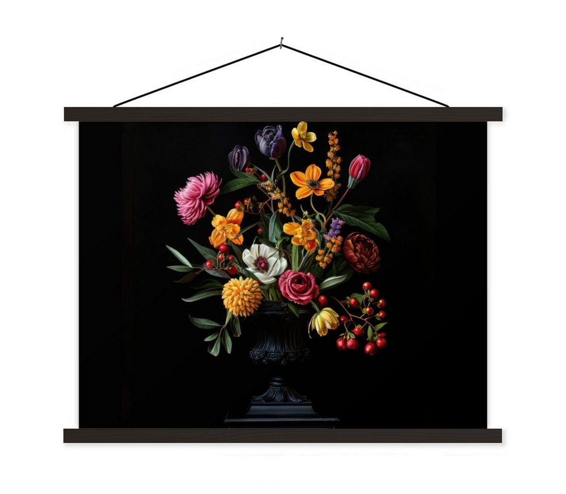MuchoWow Poster Ornamental - Blumenstrauß - Blätter, (1 St), Magnetische Posterleiste, Holzleisten, Textilposter, 40x30 cm von MuchoWow