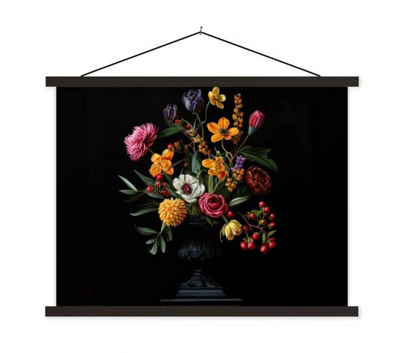 MuchoWow Poster Ornamental - Blumenstrauß - Blätter, (1 St), Magnetische Posterleiste, Holzleisten, Textilposter, 40x30 cm von MuchoWow