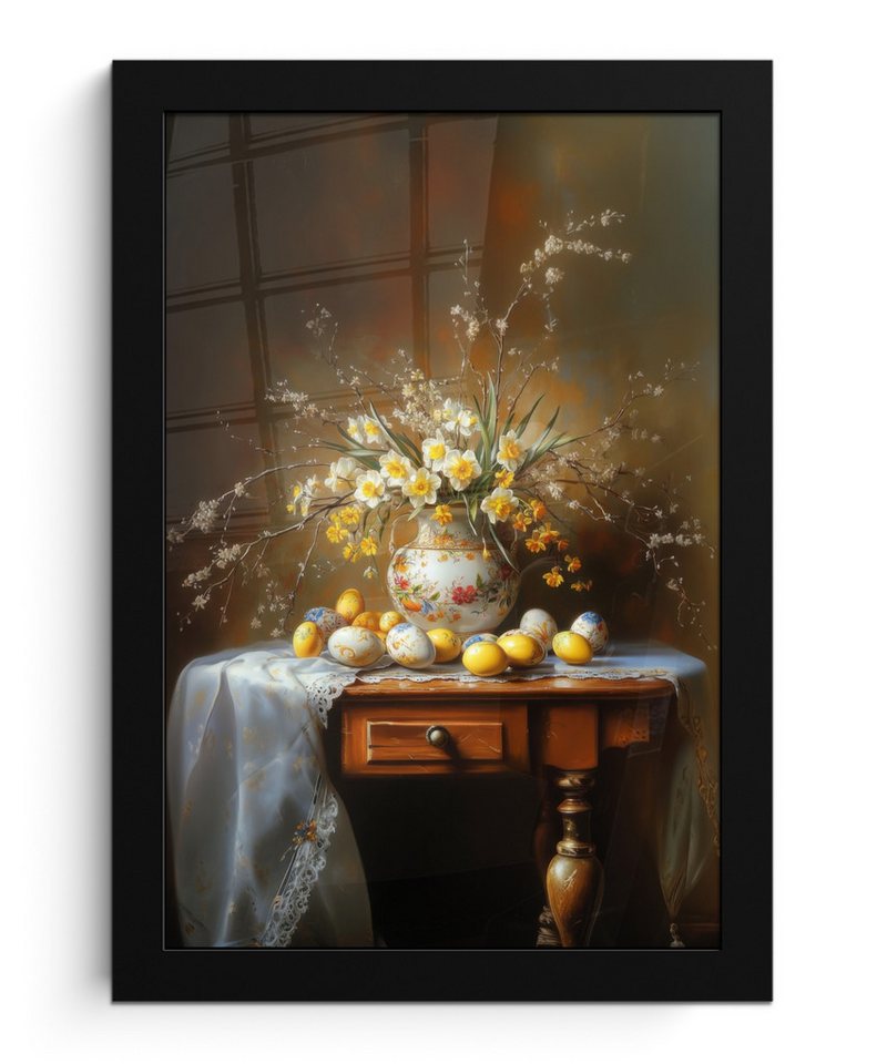 MuchoWow Poster Ostereier - Stillleben - Vase, (1 St), Bilderrahmen, Zimmer Deko, Bild für Wohnzimmer, 20x30 cm von MuchoWow