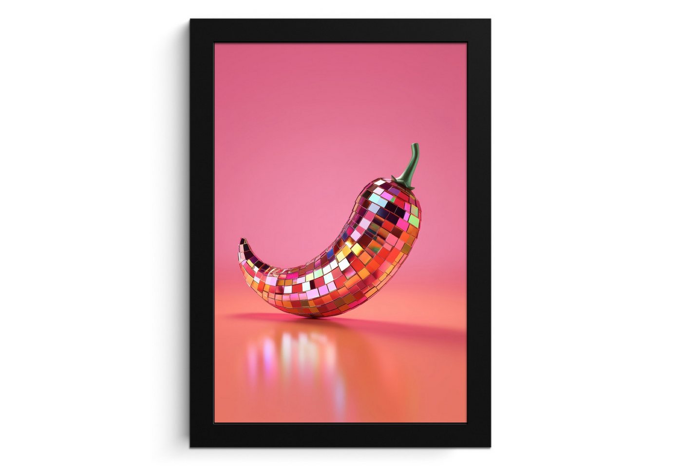 MuchoWow Poster Paprika - Disco - Rot - Glitzer, (1 St), 20x30 cm von MuchoWow