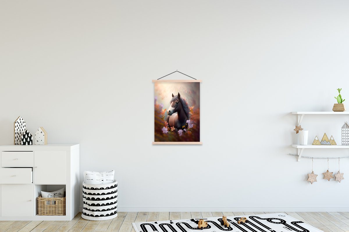 MuchoWow Poster Pferd - Blumen - Natur - Lila - Tiere MuchoWow Poster Pferd - Blumen - Natur - Lila - Tiere von MuchoWow