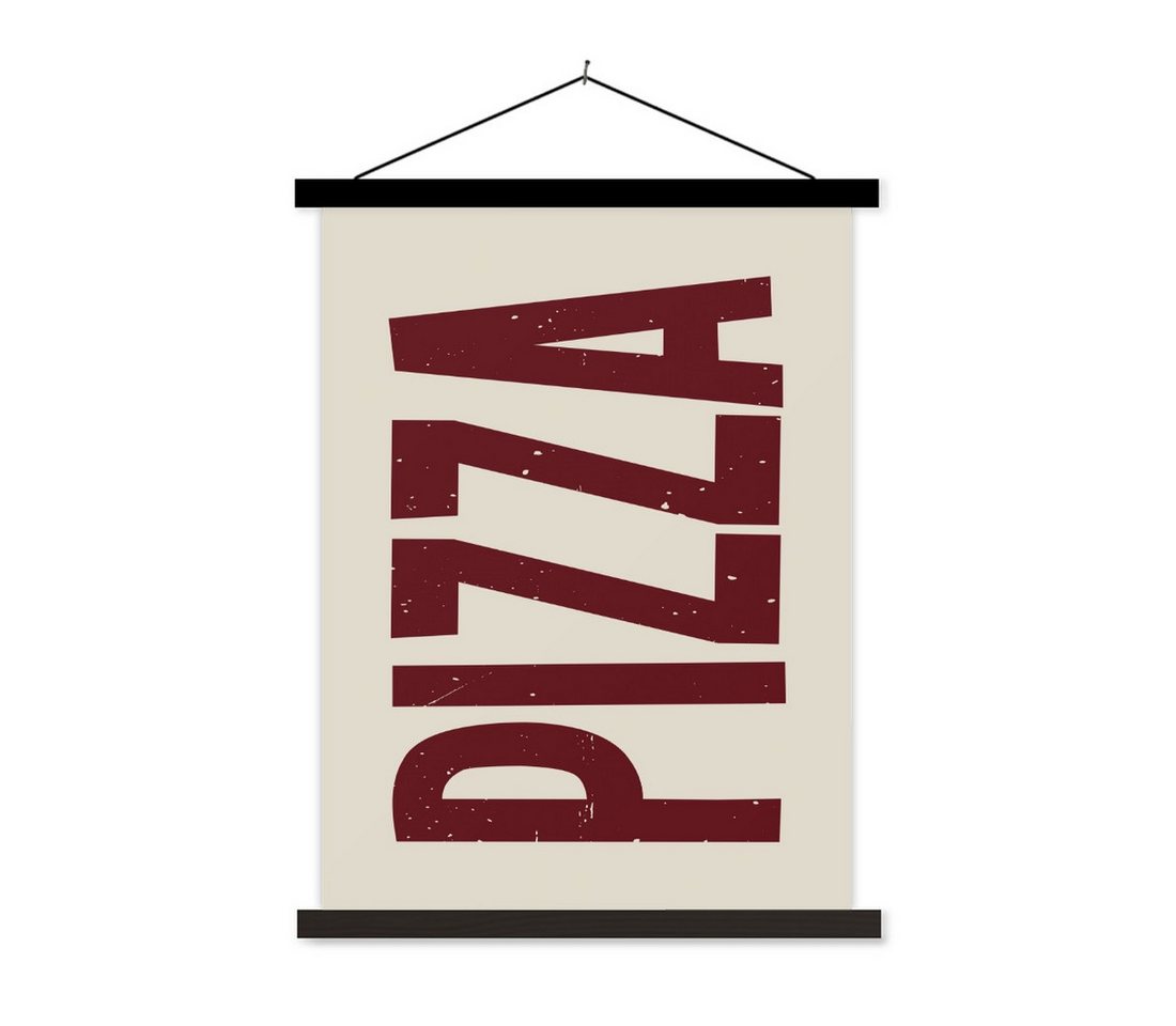 MuchoWow Poster Pizza - Jahrgang - Dekoration - Japandi, (1 St), Magnetische Posterleiste, Holzleisten, Textilposter, 40x53 cm von MuchoWow