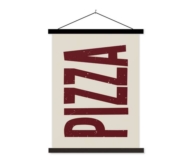 MuchoWow Poster Pizza - Jahrgang - Dekoration - Japandi, (1 St), Magnetische Posterleiste, Holzleisten, Textilposter, 40x53 cm von MuchoWow