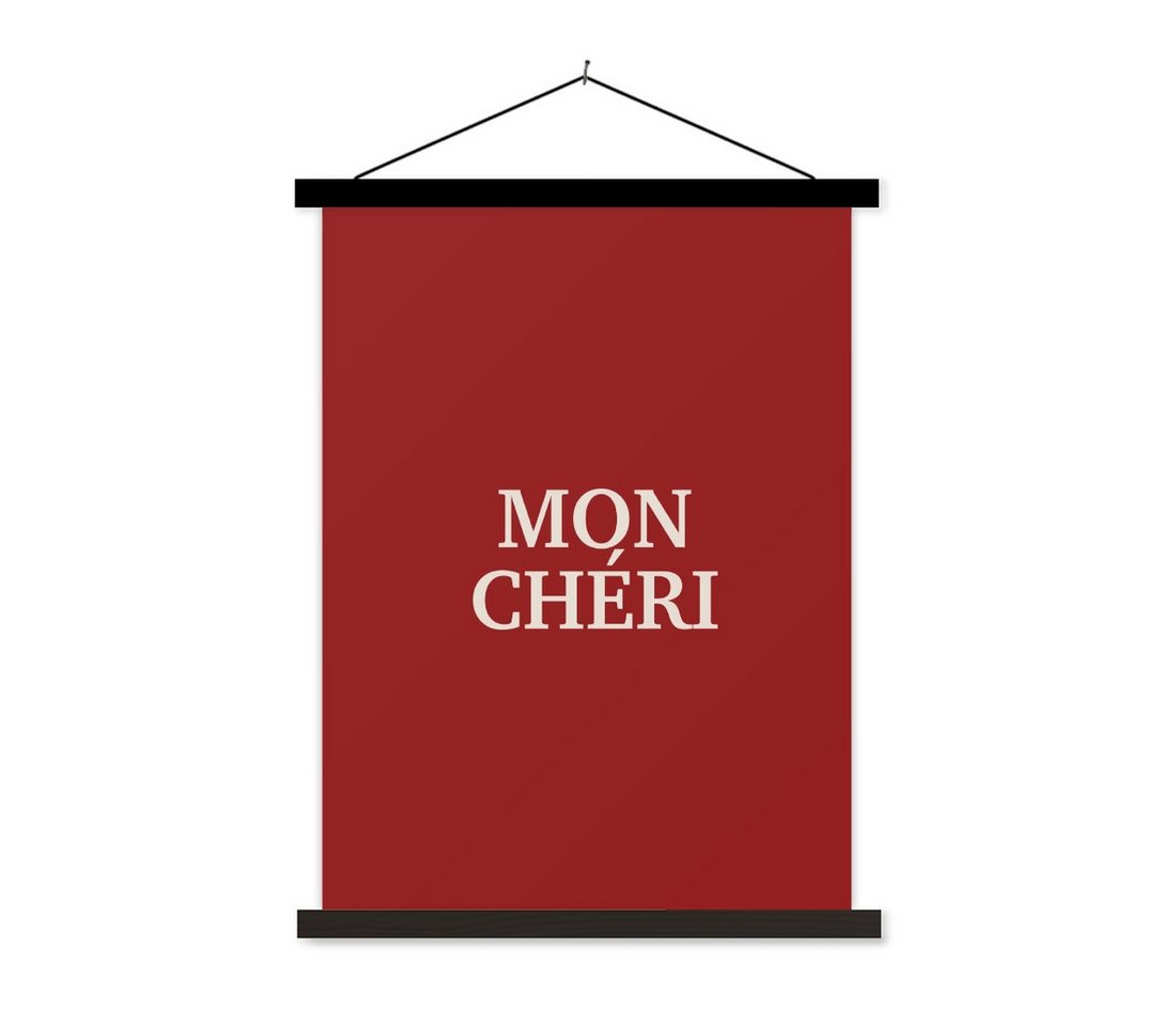 MuchoWow Poster Rot - Französisch - Zitate, (1 St), Magnetische Posterleiste, Holzleisten, Textilposter, 40x53 cm von MuchoWow