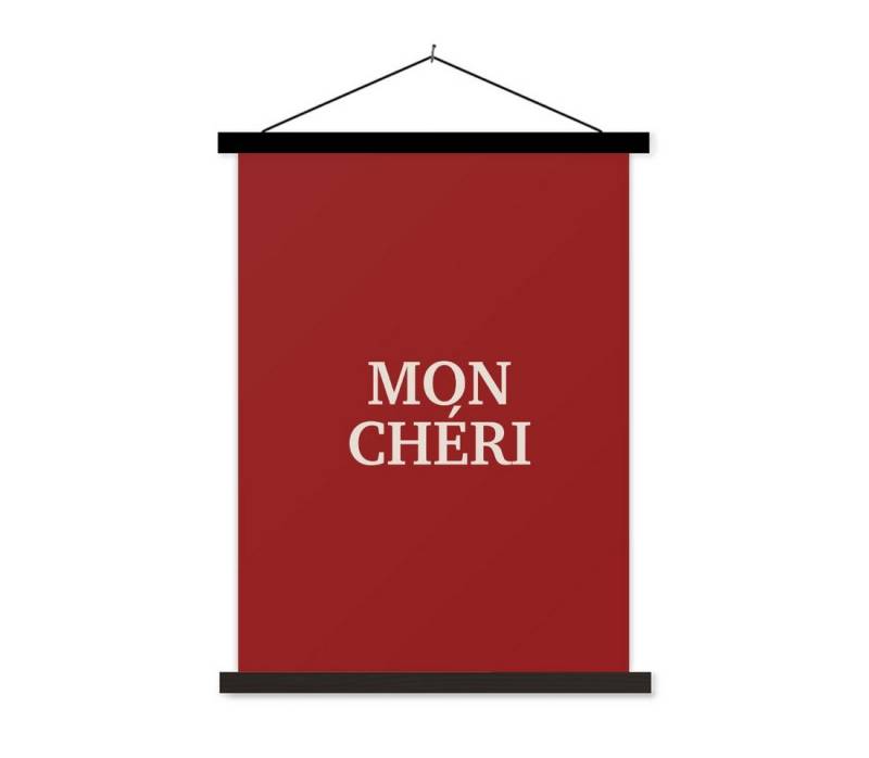 MuchoWow Poster Rot - Französisch - Zitate, (1 St), Magnetische Posterleiste, Holzleisten, Textilposter, 40x53 cm von MuchoWow