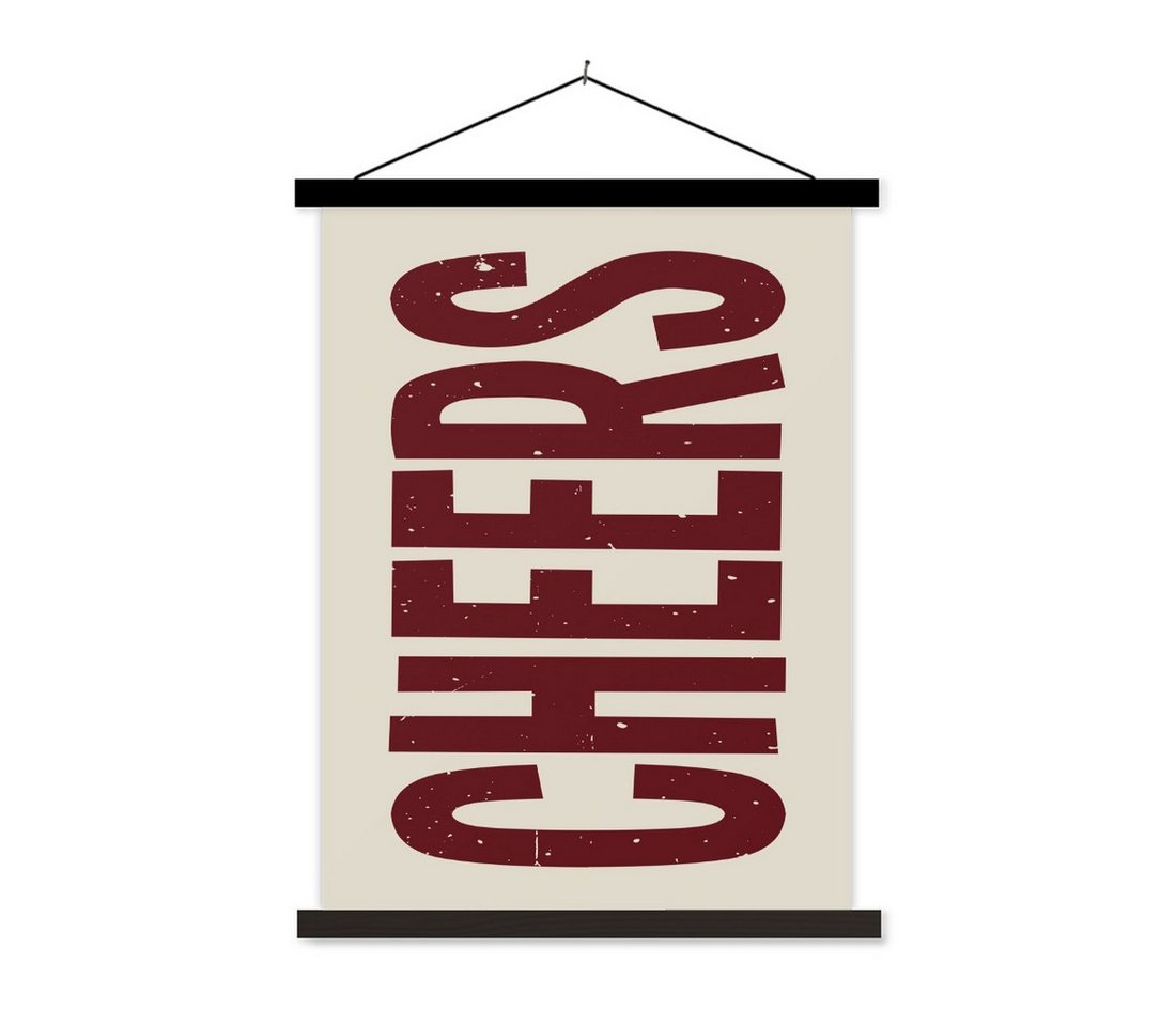 MuchoWow Poster Rot - Jubel - Dekoration - Beige, (1 St), Magnetische Posterleiste, Holzleisten, Textilposter, 40x53 cm von MuchoWow