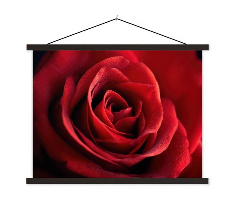MuchoWow Poster Rot - Rose - Romantisch, (1 St), Magnetische Posterleiste, Holzleisten, Textilposter, 40x30 cm von MuchoWow