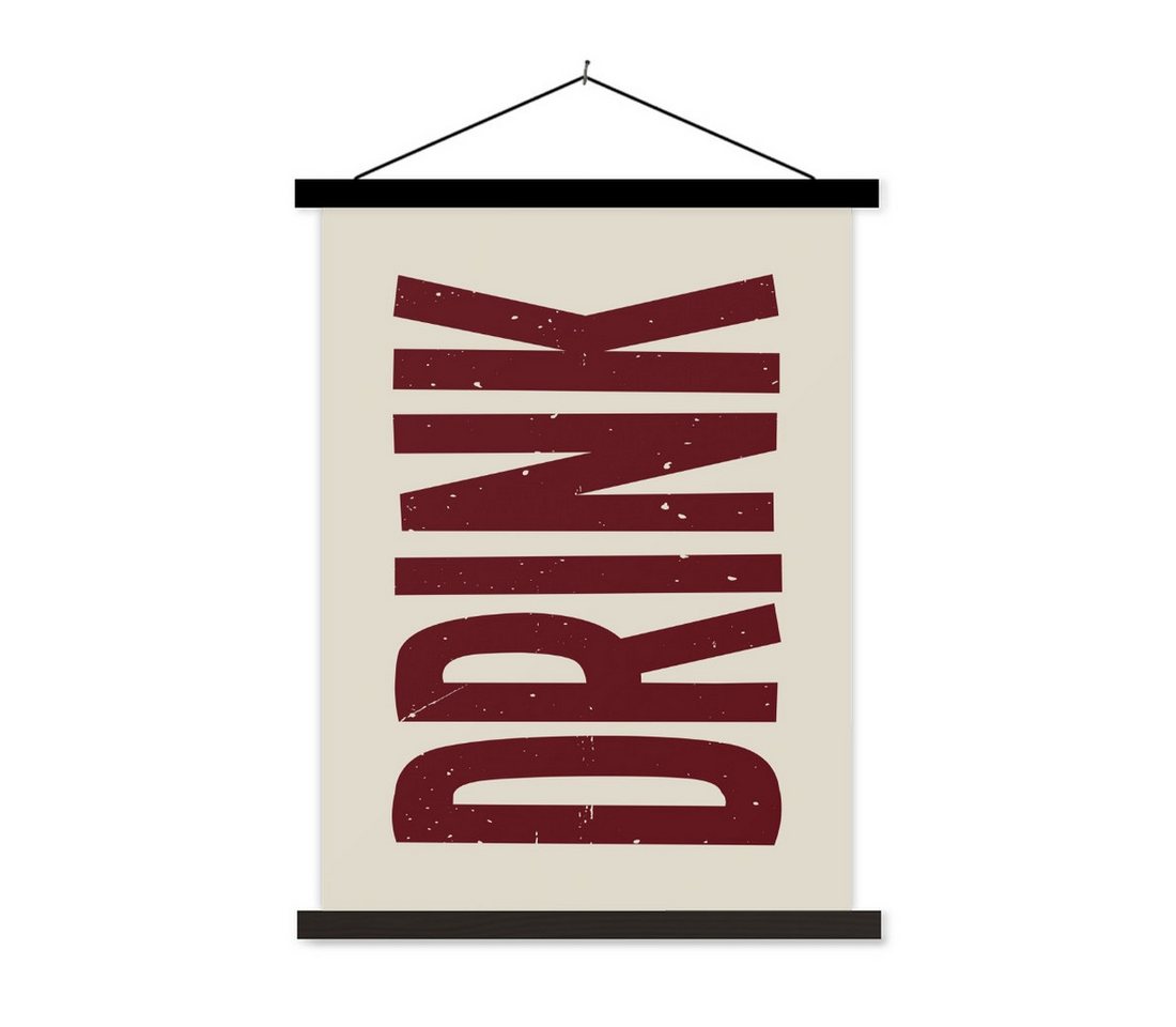 MuchoWow Poster Rot - Weinlese - Dekoration - Japandi, (1 St), Magnetische Posterleiste, Holzleisten, Textilposter, 40x53 cm von MuchoWow