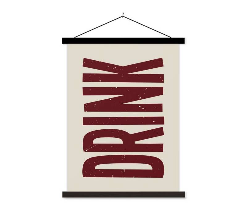 MuchoWow Poster Rot - Weinlese - Dekoration - Japandi, (1 St), Magnetische Posterleiste, Holzleisten, Textilposter, 40x53 cm von MuchoWow