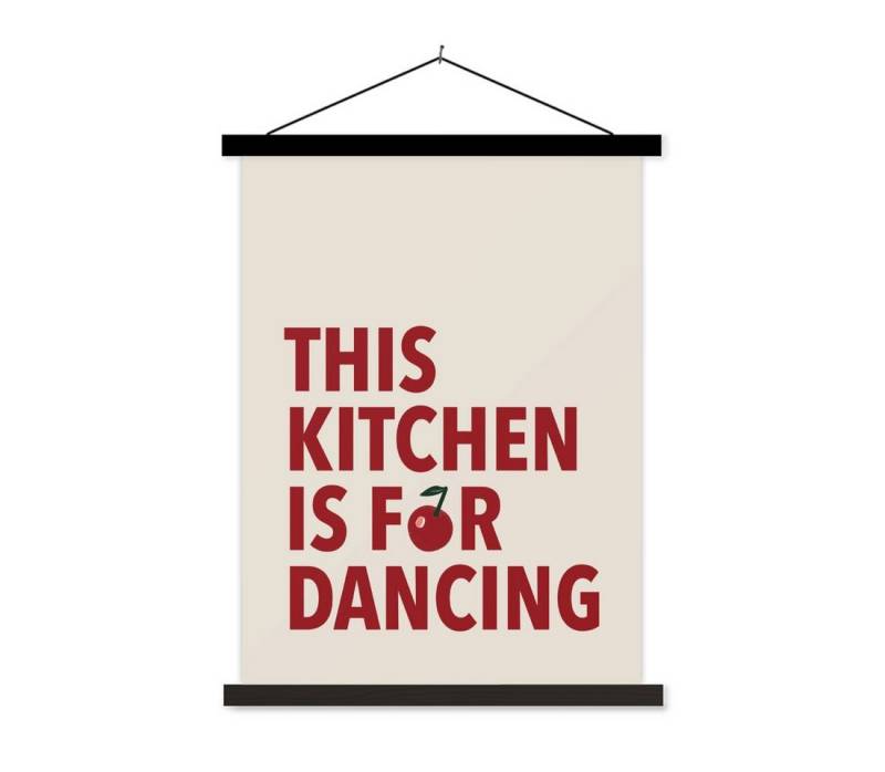 MuchoWow Poster Rot - Zitat - Kirsche, (1 St), Magnetische Posterleiste, Holzleisten, Textilposter, 40x53 cm von MuchoWow