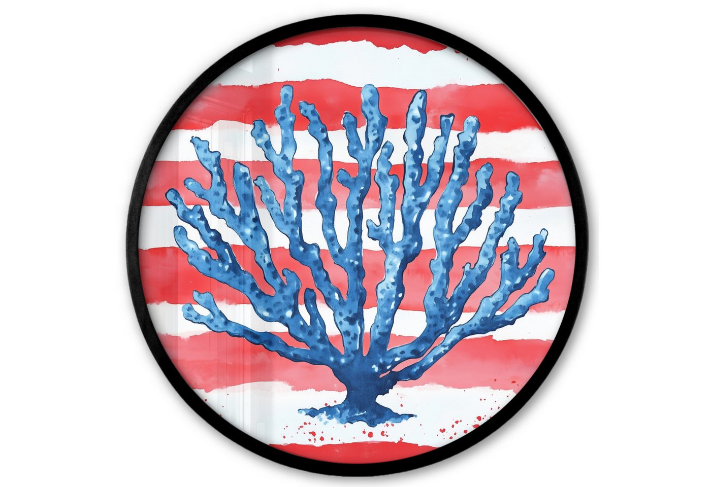 MuchoWow Poster Rund - Koralle - Farbtextur - Rot - Blau, (1 St), Runde Wandbilder, Deko für Wohnzimmer und Schlafzimmer, 40x40 cm von MuchoWow