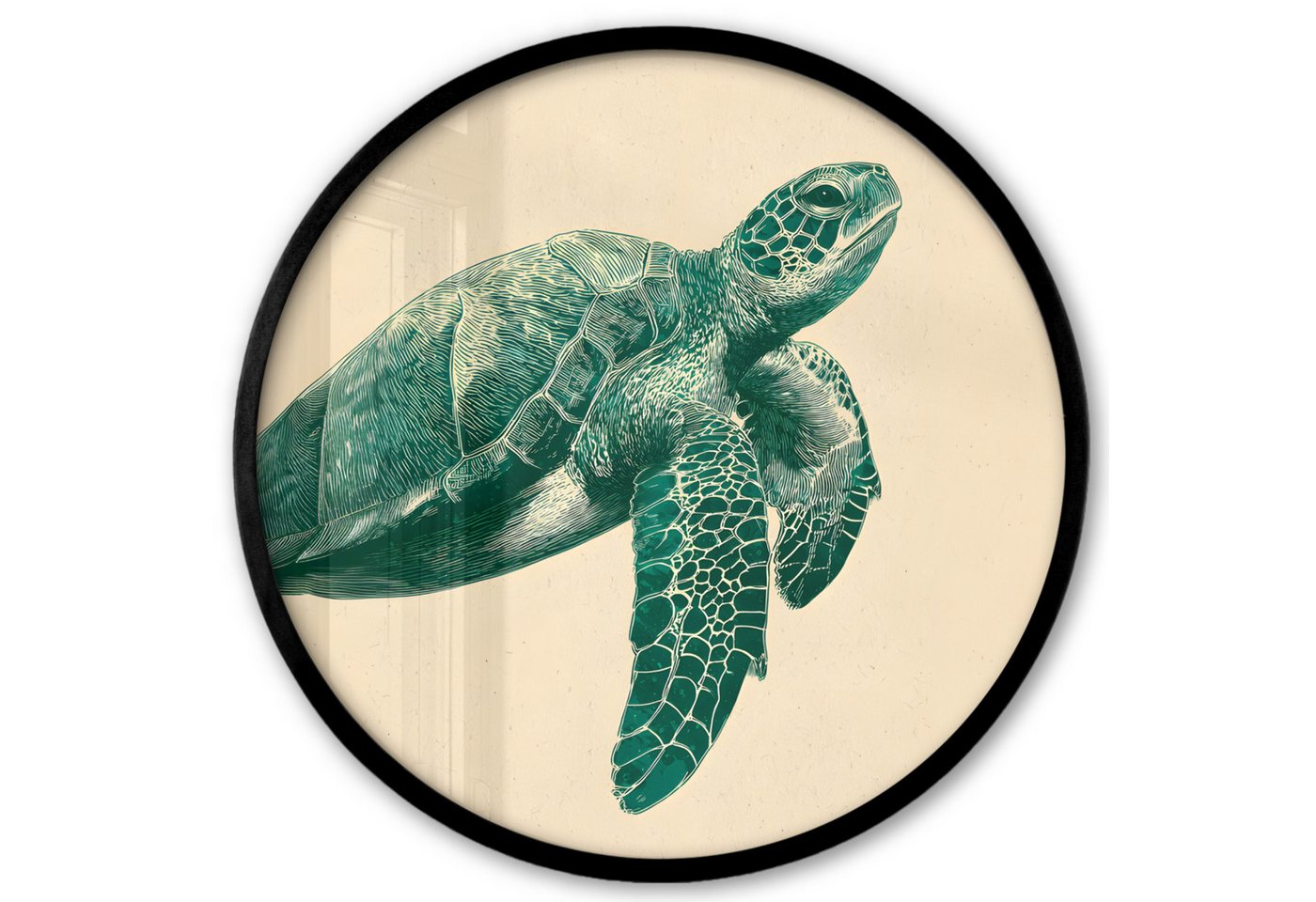 MuchoWow Poster Rund - Schildkröte - Elegant - Grün - Schild, (1 St), Runde Wandbilder, Deko für Wohnzimmer und Schlafzimmer, 40x40 cm von MuchoWow