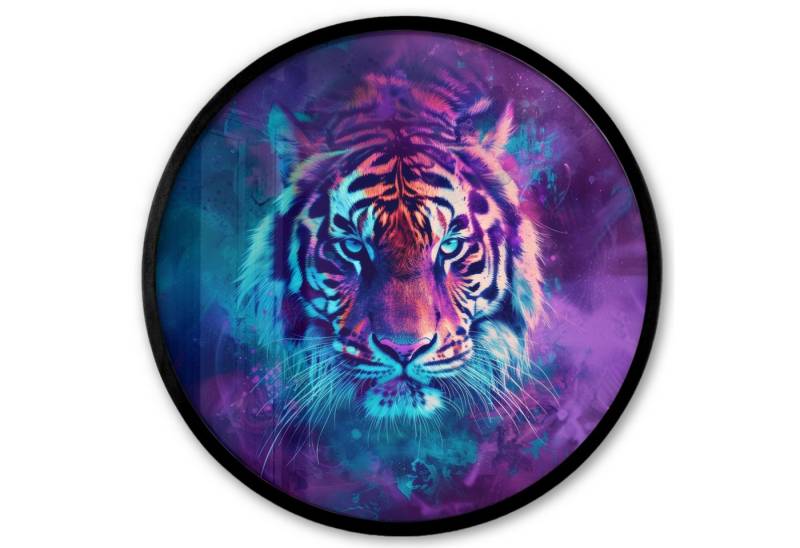 MuchoWow Poster Rund - Tiger - Bunt - Rauch - Tiere, (1 St), Runde Wandbilder, Deko für Wohnzimmer und Schlafzimmer, 40x40 cm von MuchoWow