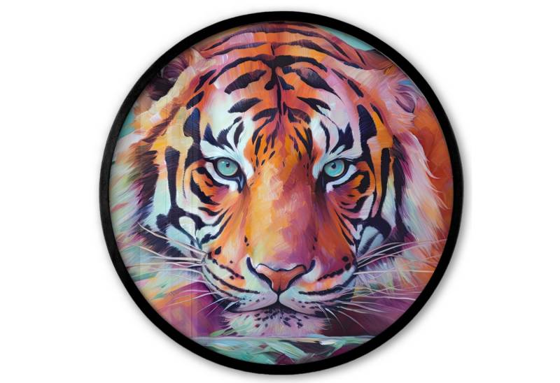MuchoWow Poster Rund - Tiger - Ölfarbe - Tiere - Kunst, (1 St), Runde Wandbilder, Deko für Wohnzimmer und Schlafzimmer, 40x40 cm von MuchoWow