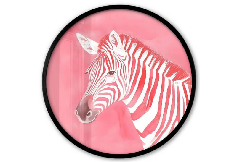 MuchoWow Poster Rund - Zebra - Rosa - Farbe, (1 St), Runde Wandbilder, Deko für Wohnzimmer und Schlafzimmer, 40x40 cm von MuchoWow
