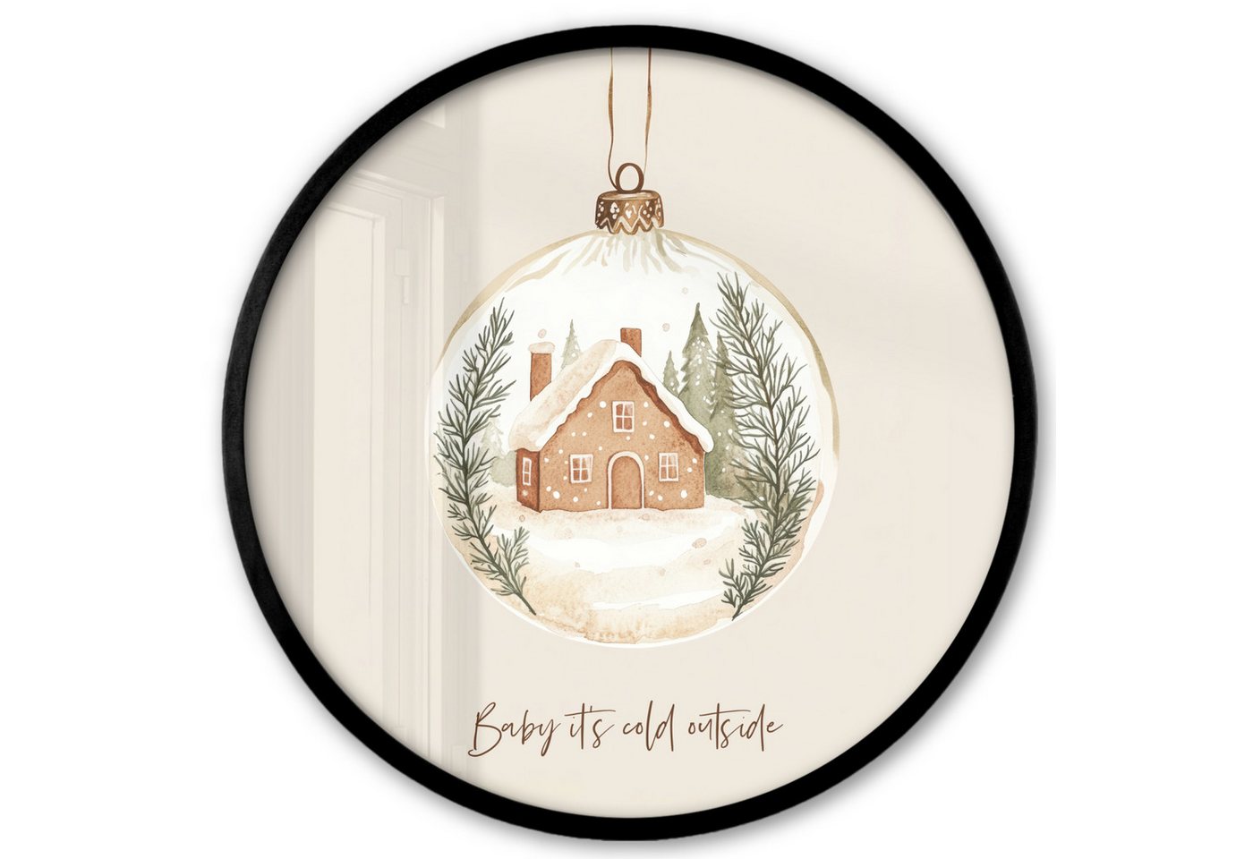 MuchoWow Poster Rund - Zitat - Winter - Weihnachten - Beige - Weihnachtskugel, (1 St), Runde Wandbilder, Deko für Wohnzimmer und Schlafzimmer, 40x40 cm von MuchoWow