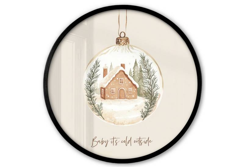 MuchoWow Poster Rund - Zitat - Winter - Weihnachten - Beige - Weihnachtskugel, (1 St), Runde Wandbilder, Deko für Wohnzimmer und Schlafzimmer, 40x40 cm von MuchoWow