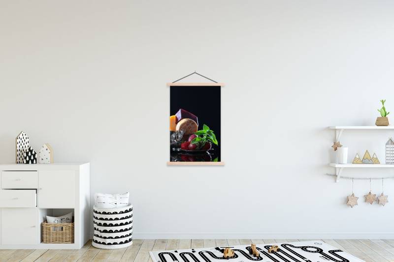 MuchoWow Poster Rustikal - Obst - Käse - Tisch - Stilleben von MuchoWow