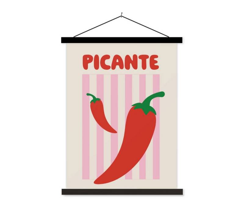 MuchoWow Poster Scharf - Paprika - Rot, (1 St), Magnetische Posterleiste, Holzleisten, Textilposter, 40x53 cm von MuchoWow
