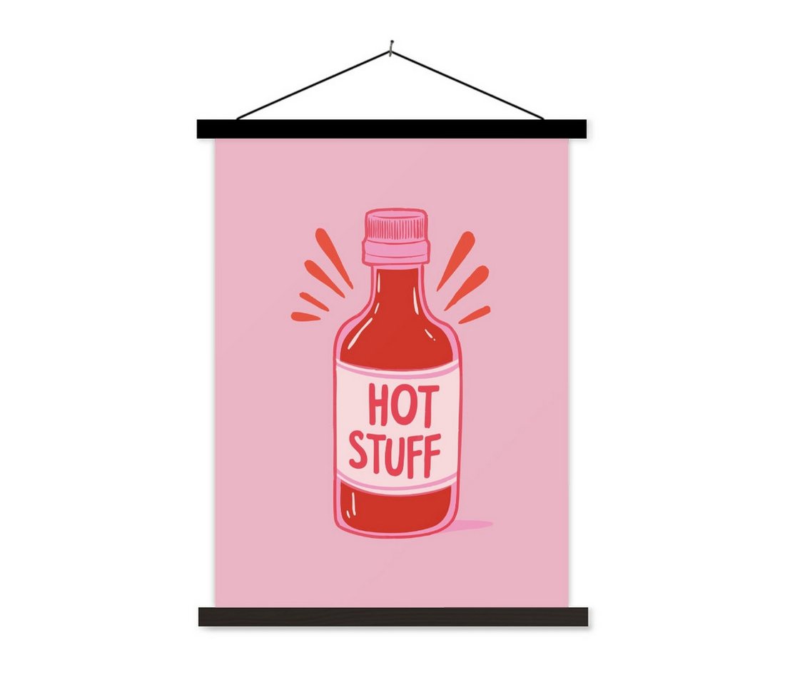 MuchoWow Poster Scharf - Rot - Soße - Grafik, (1 St), Magnetische Posterleiste, Holzleisten, Textilposter, 40x53 cm von MuchoWow