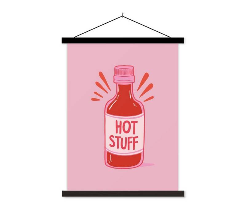 MuchoWow Poster Scharf - Rot - Soße - Grafik, (1 St), Magnetische Posterleiste, Holzleisten, Textilposter, 40x53 cm von MuchoWow