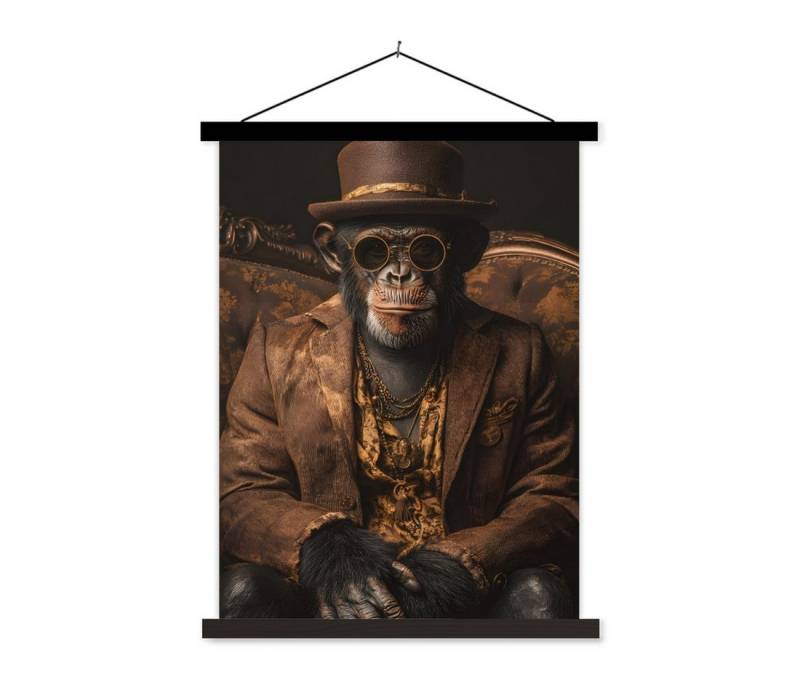 MuchoWow Poster Schimpanse - Stuhl - Anzug - Braun von MuchoWow